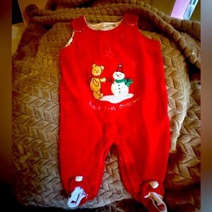 Holiday Red velvet footed onesie Size 3-6 Months